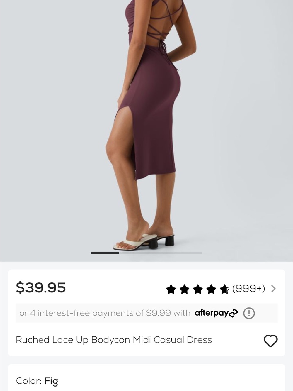 HALARA Fig Ruched Lace-Up Bodycon Midi Dress - Picture 3 of 3